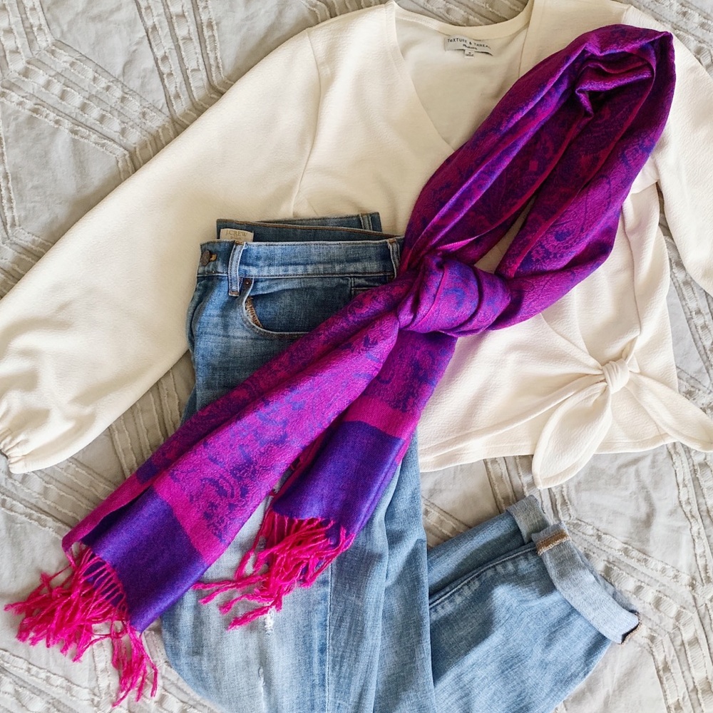 Bright pashmina silk scarf